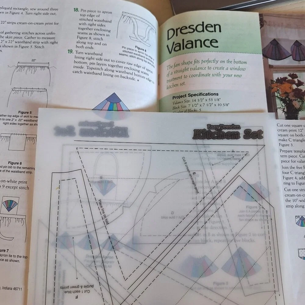 Easy Dresden Kitchen Quilting Booklet 6 Quilting Projects & Plastic Templates - Picture 5 of 7